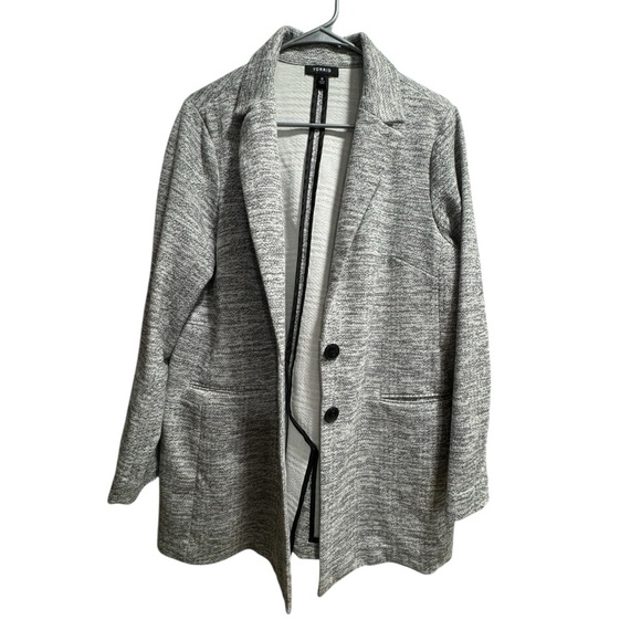 Torrid Blazer, size 0, Textured Boyfriend Knit Jacket White Black - Picture 2 of 11
